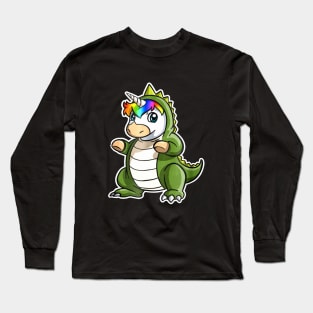 Unicorn In T Rex Costume Animals Cute Unicorn Long Sleeve T-Shirt